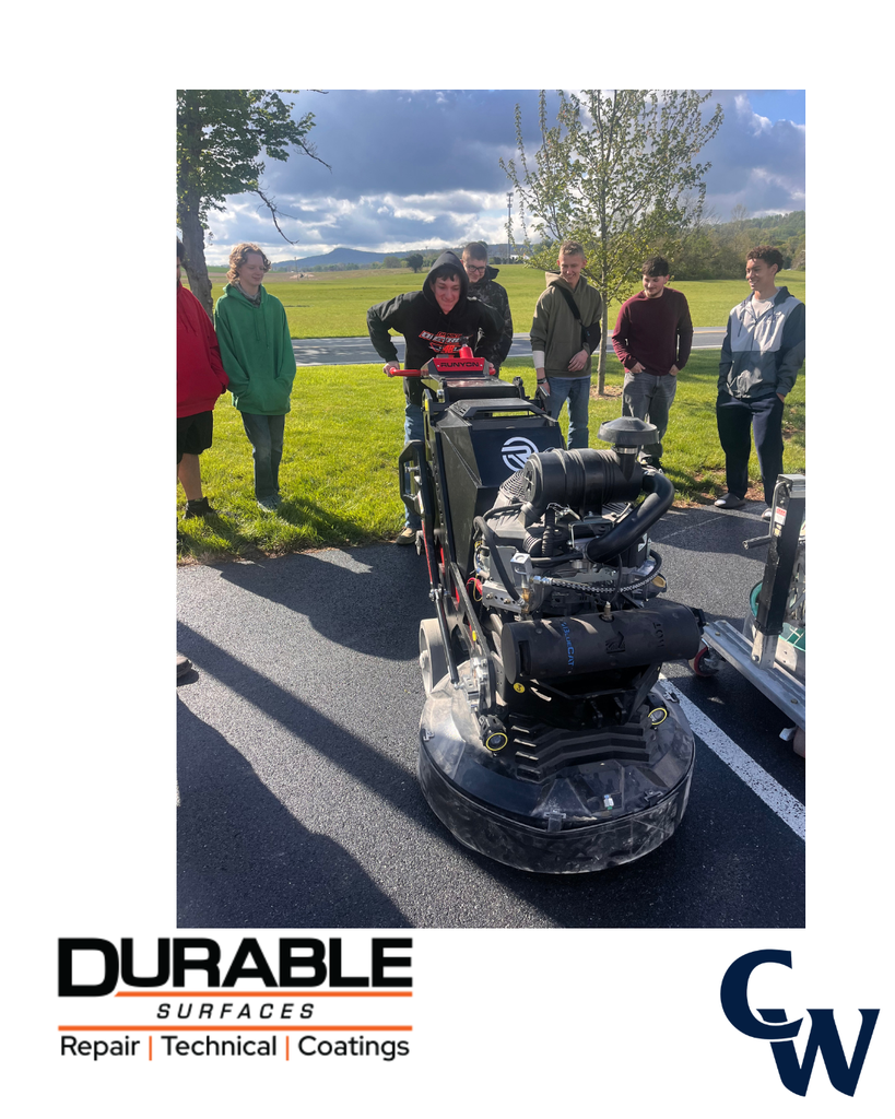 Students from CWHS had a visit from Durable Surfaces. Students are in a presentation learning about industry and then students are seeing the equipment used by the company for concrete repair. 