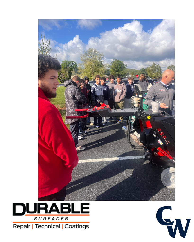 Students from CWHS had a visit from Durable Surfaces. Students are in a presentation learning about industry and then students are seeing the equipment used by the company for concrete repair. 