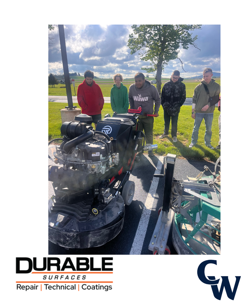 Students from CWHS had a visit from Durable Surfaces. Students are in a presentation learning about industry and then students are seeing the equipment used by the company for concrete repair. 