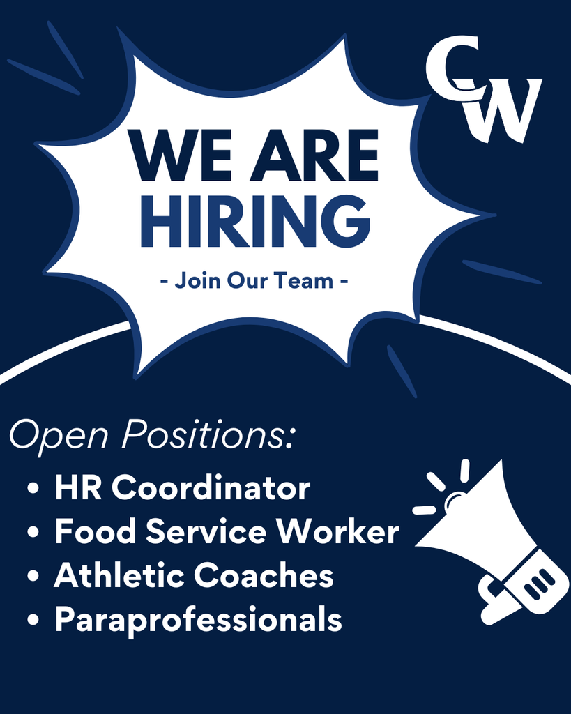 📢 We’re Hiring at Conrad Weiser! 💼  Join our team and make a difference in the lives of our students! 💙  Now hiring: ✨ HR Coordinator 🍎 Food Service Worker 🏃 Athletic Coaches 📚 Paraprofessionals  👉 Apply here: https://www.conradweiser.org/o/cwasd/page/employment  Be part of something meaningful—join the CW team!  #WeAreWeiser #NowHiring #JoinOurTeam