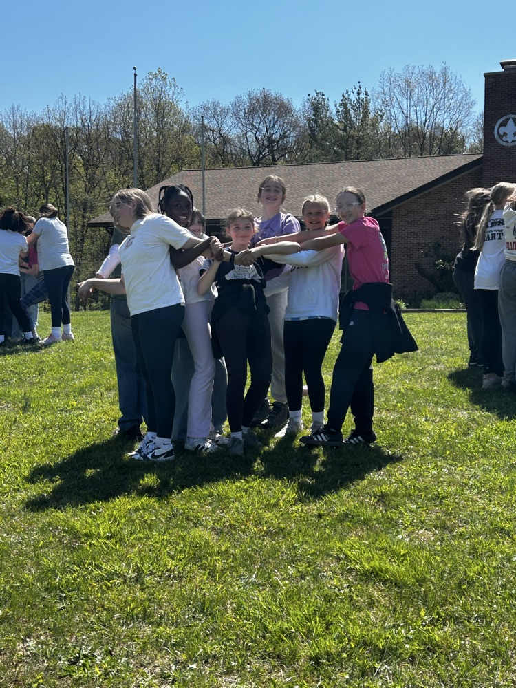 students in a teamwork game