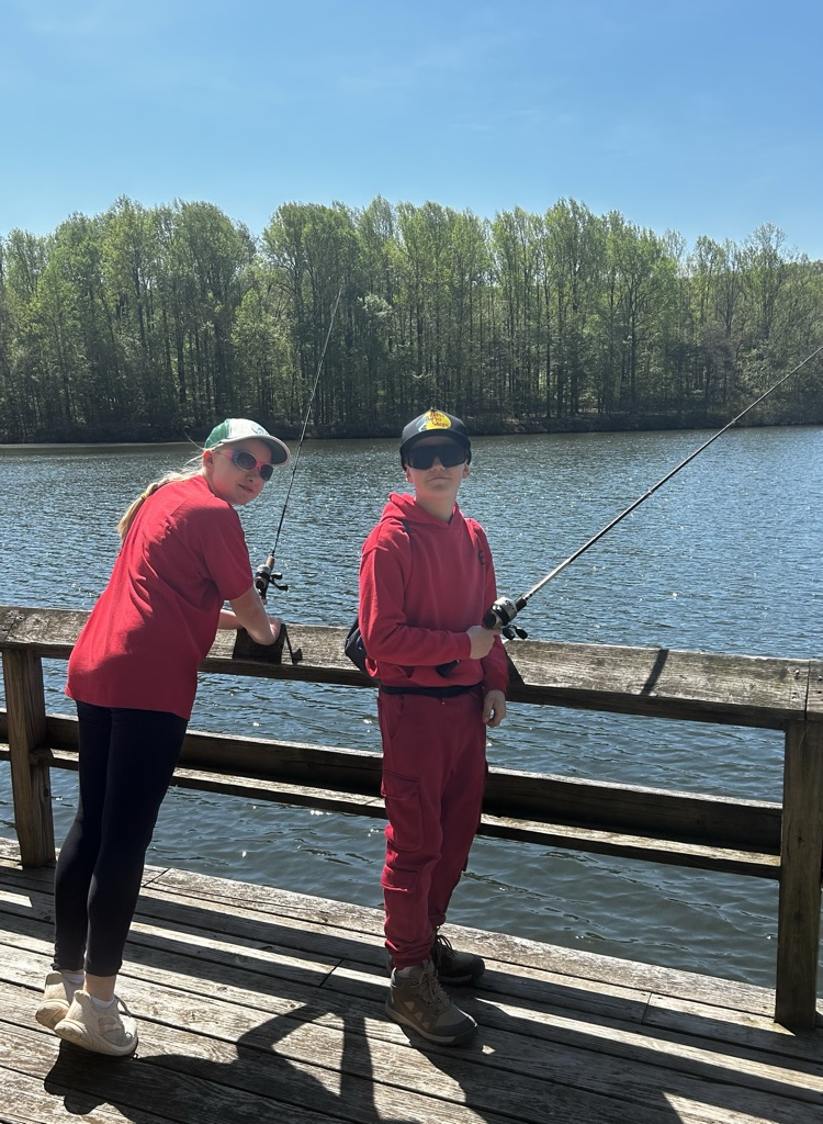 students fishing