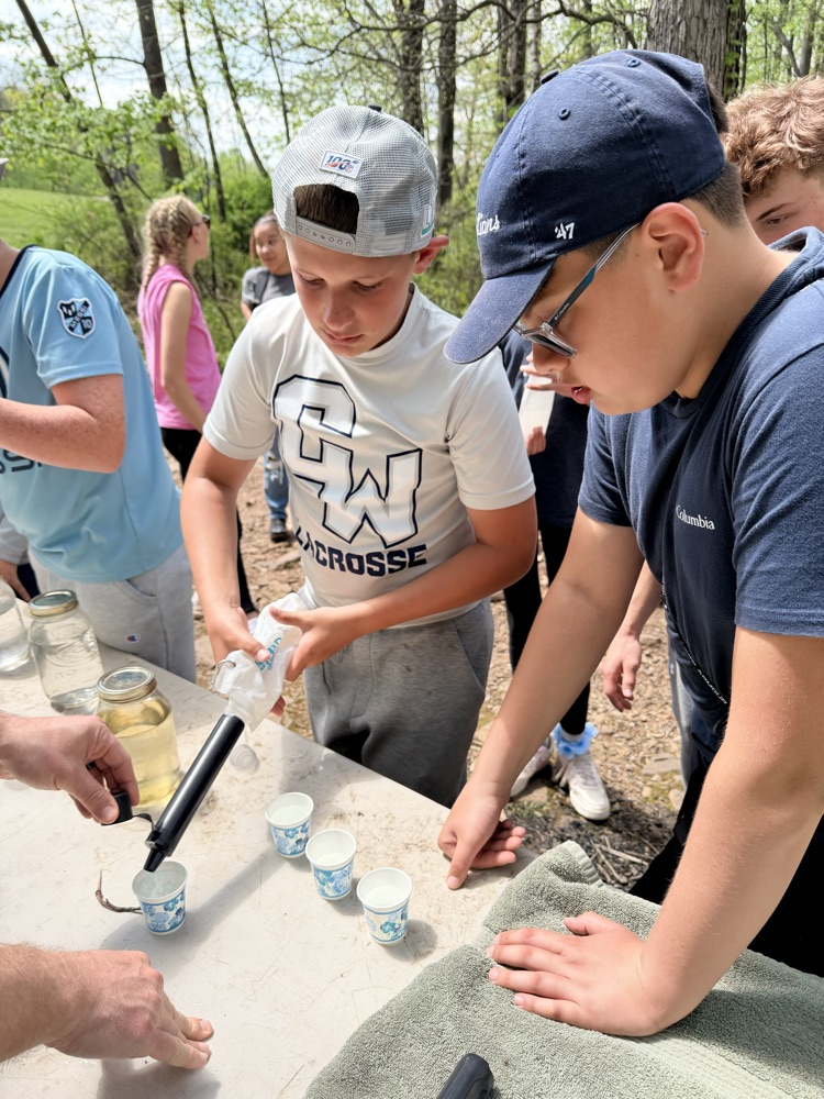 students at a stream study