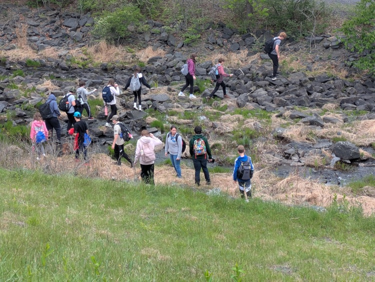 students hiking