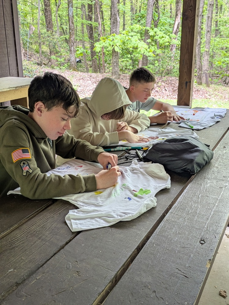 students working on tshirts