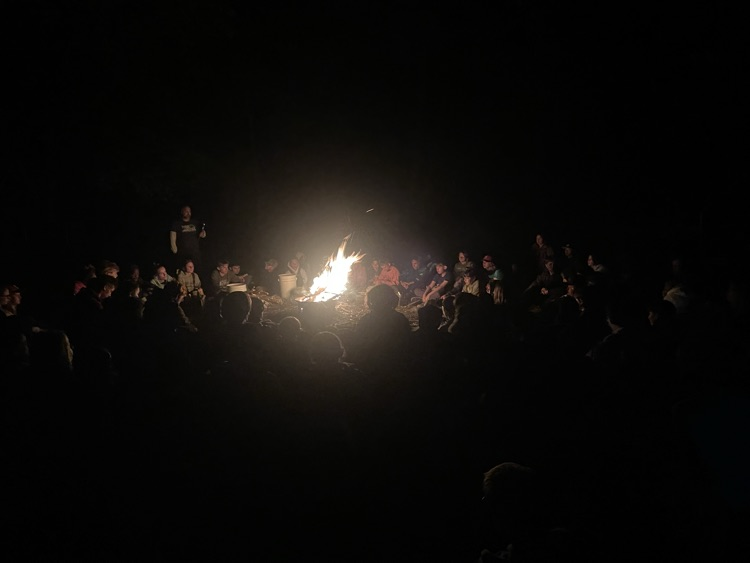 a campfire at night