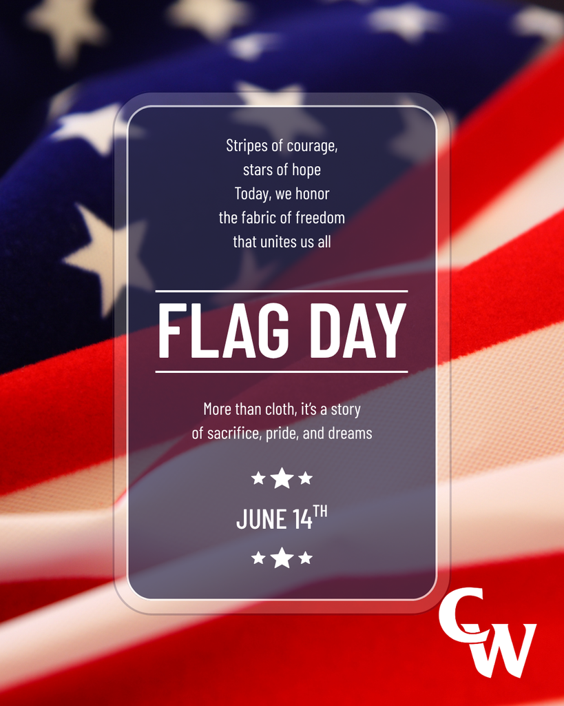 flag day graphic, American flag in the background