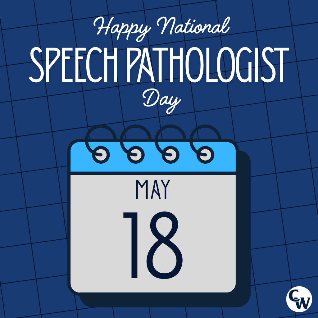 speech pathologist day graphic; calendar page for 5/18