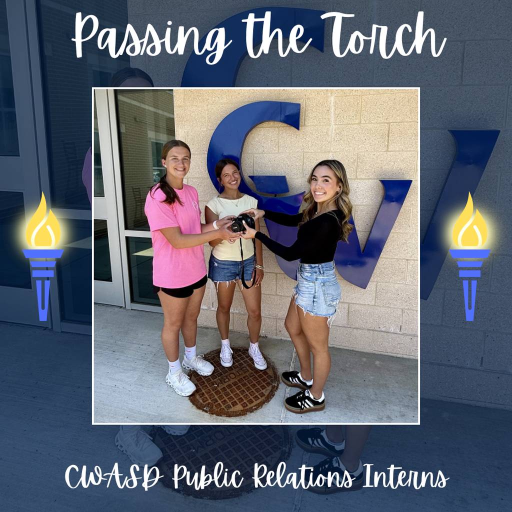 PR interns picture; current student and two interns pictured for next year