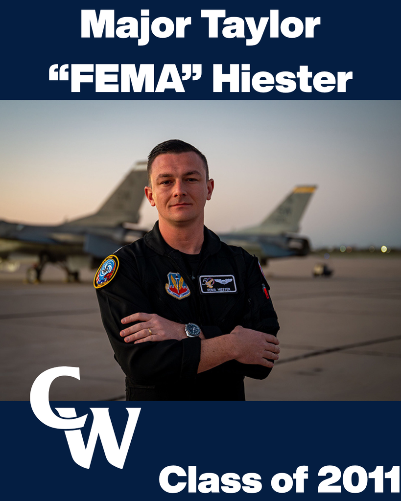 Major Taylor βFEMAβ Hiester (Class of 2011) photo of AF pilot and two jets