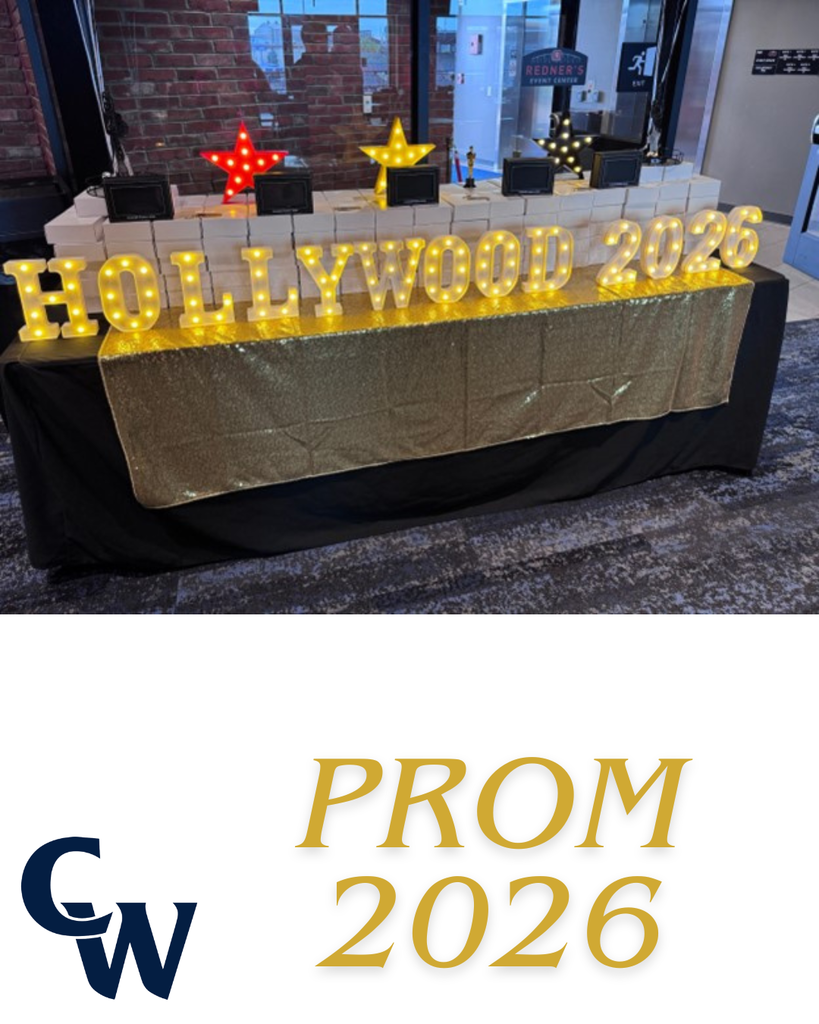 hollywood 2026 lit up signage with prom favors, picture of table of favors