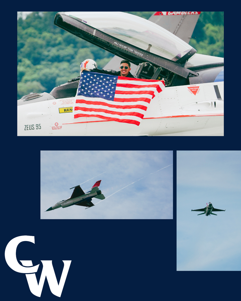 F16 plane being flown by CW grad at HBG airshow