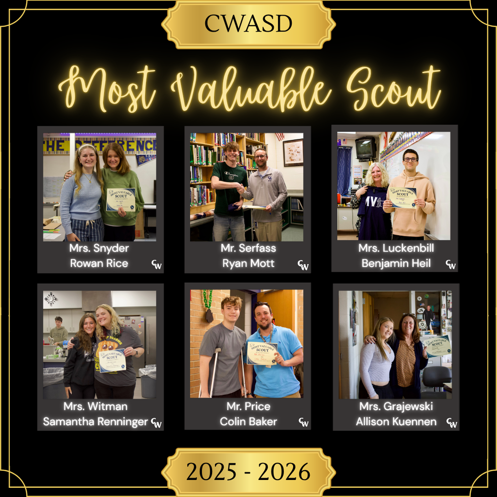 most valuable scout awards; students presenting awards to teachers