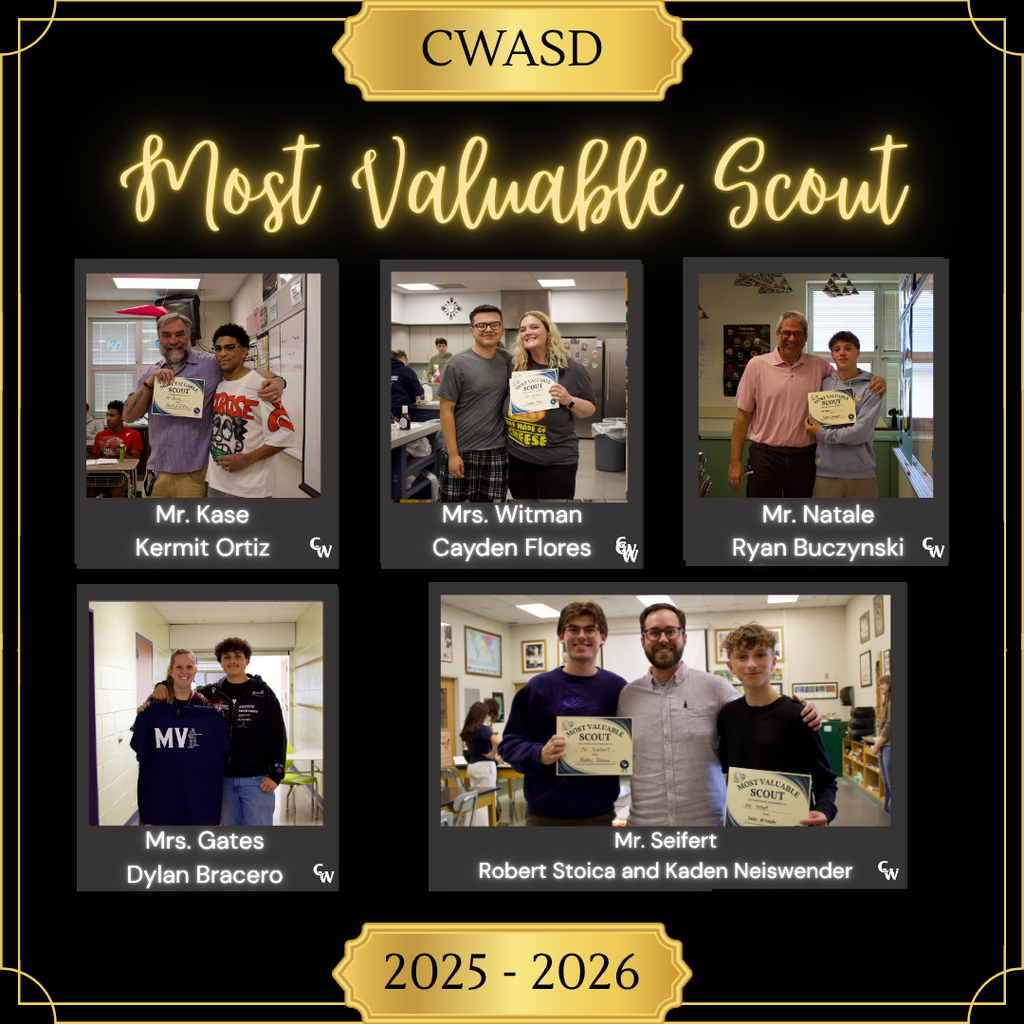 most valuable scout awards; students presenting awards to teachers