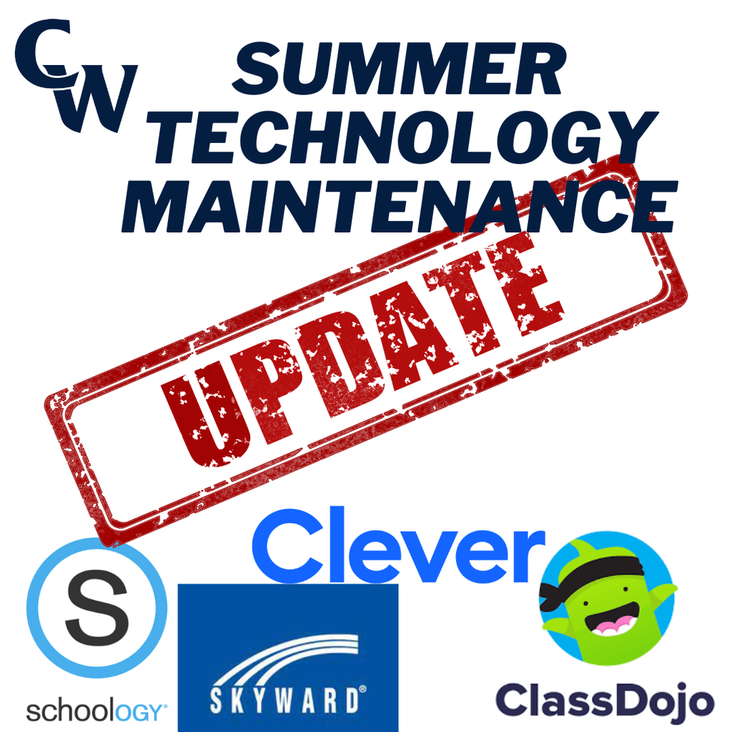 summer technology maintenance update; logos of programs affected