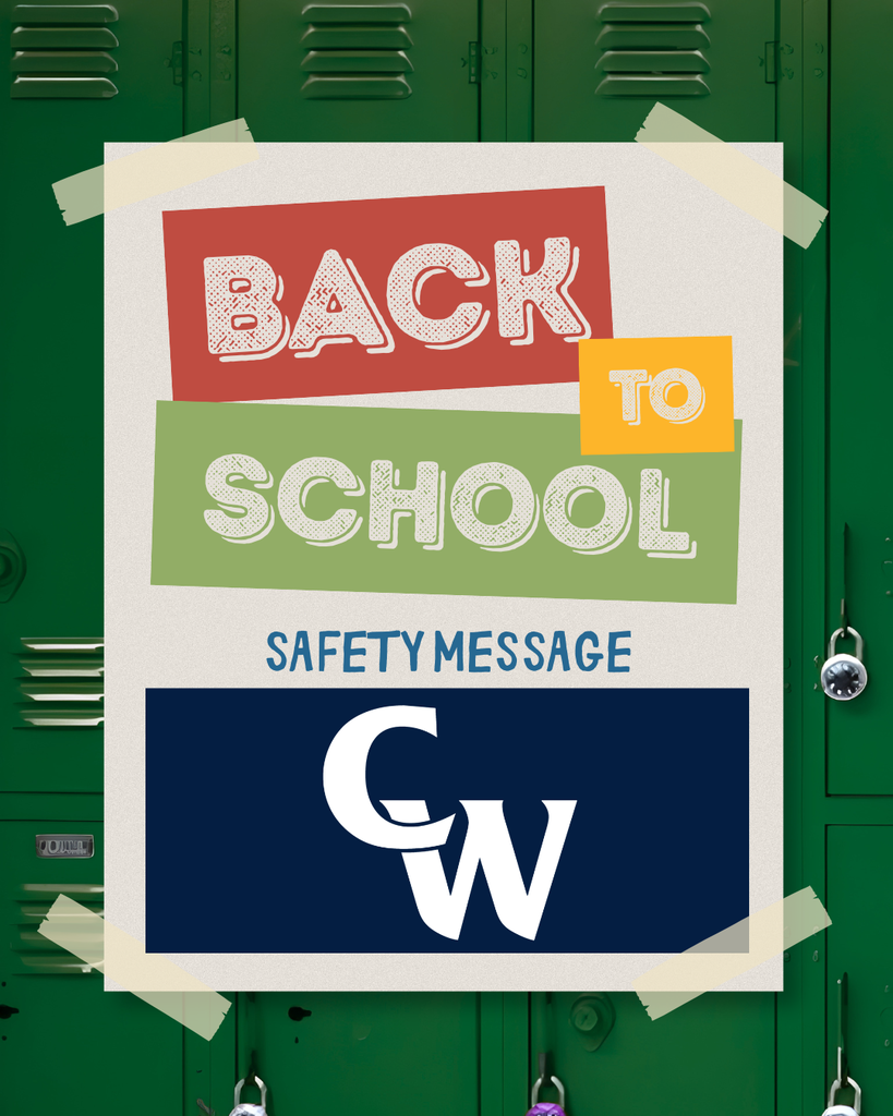 lockers with graphic taped to them abotu back to school safety message