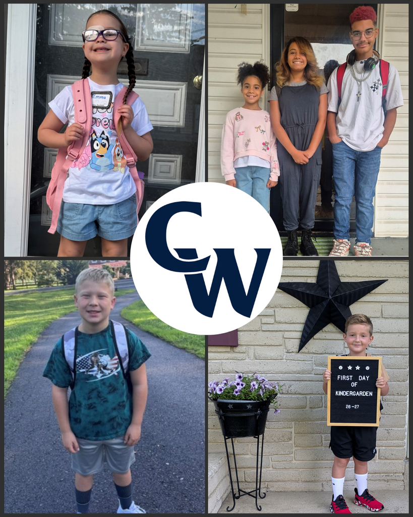 first day photos submitted by parents; collage of 4 students, CW in the middle