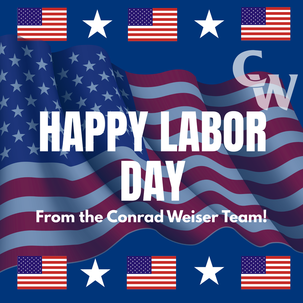 happy labor day from teh CW team; flags and stars border, Flasg in the background 