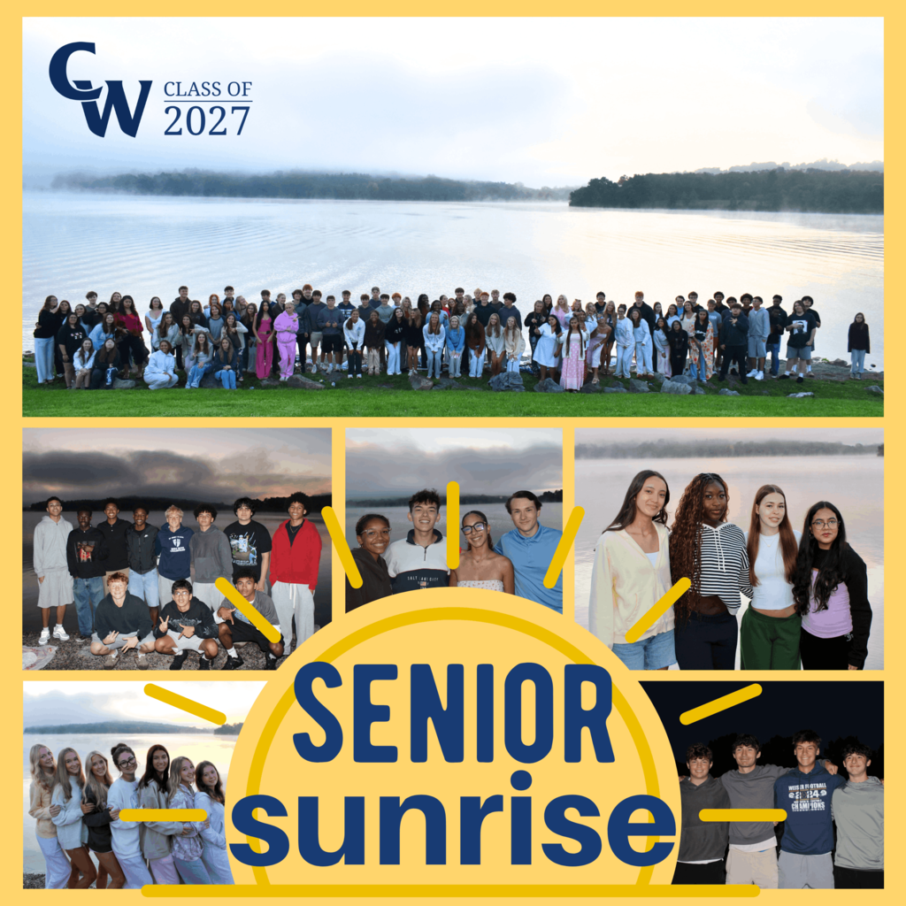 collage of student photos at senior sunrise on the lake
