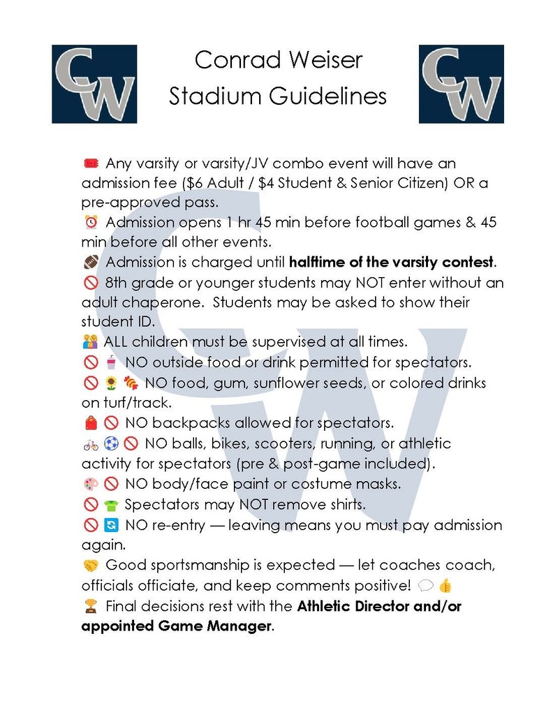 Stadium guidelines