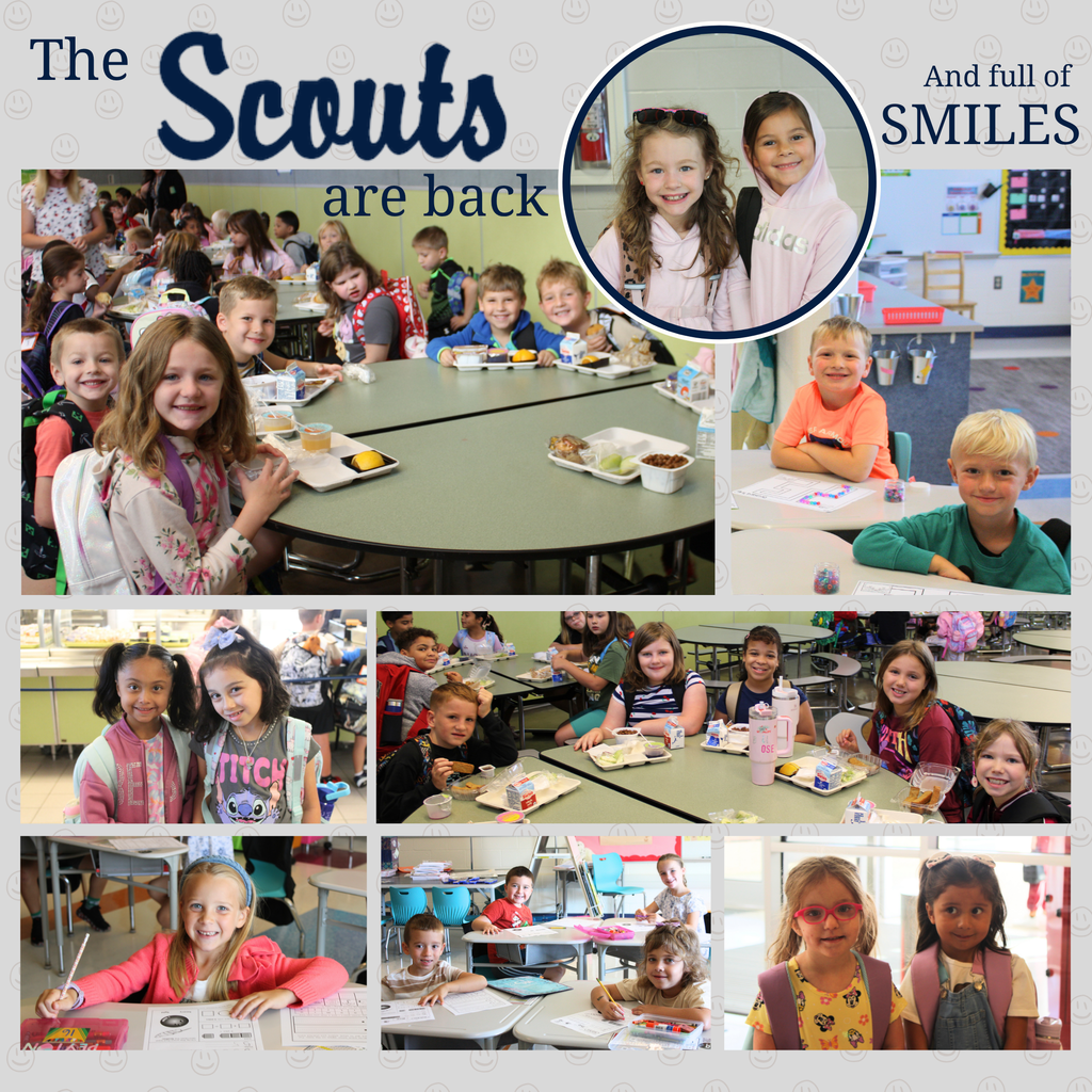 pictures of children in school, at desks, lunch table, etc. 