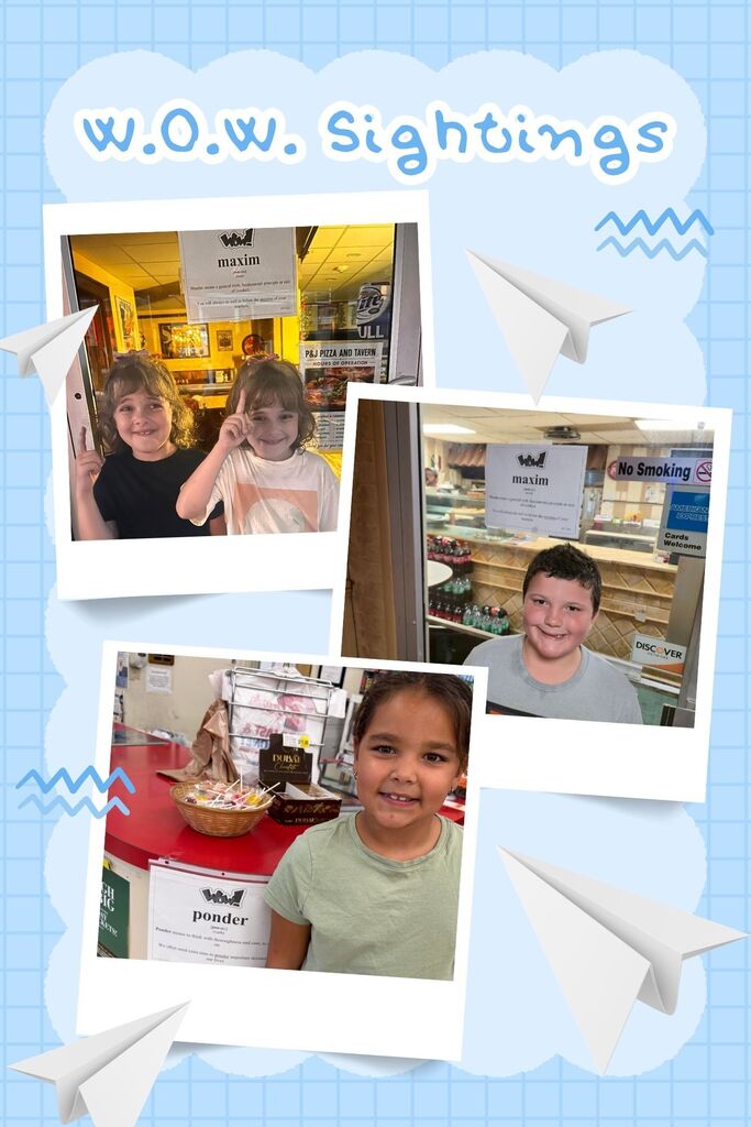Students with Word of the Week out in the community