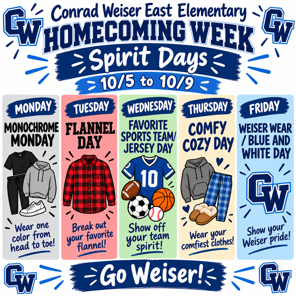 CW East Homecoming Week Spirit Days