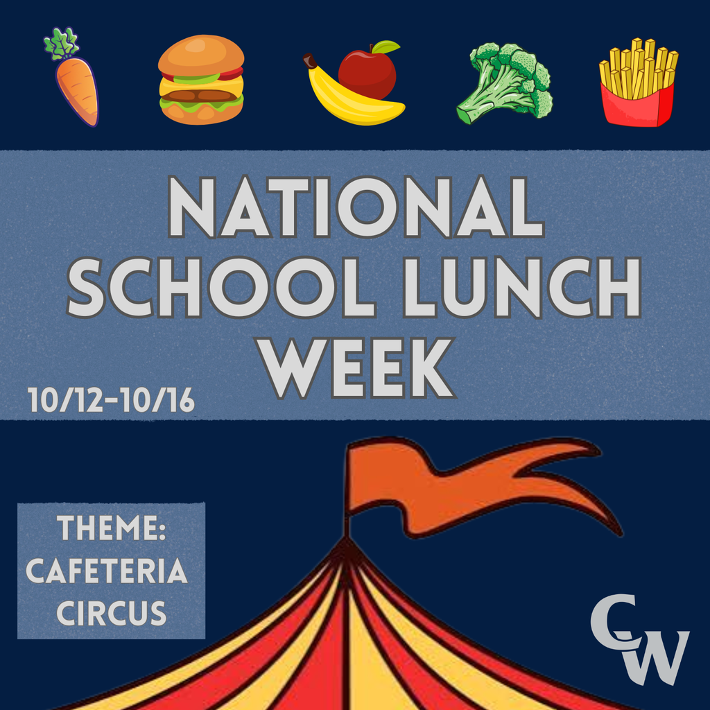 national schoolunch week grahpic; circus tent theme