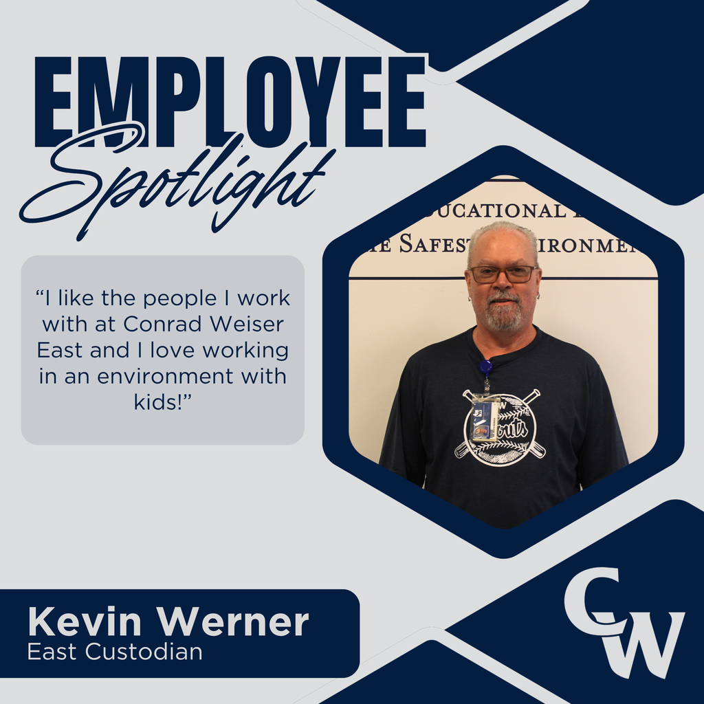 employee phto and text; “I like the people I work with at Conrad Weiser East and I love working in an environment with kids!”