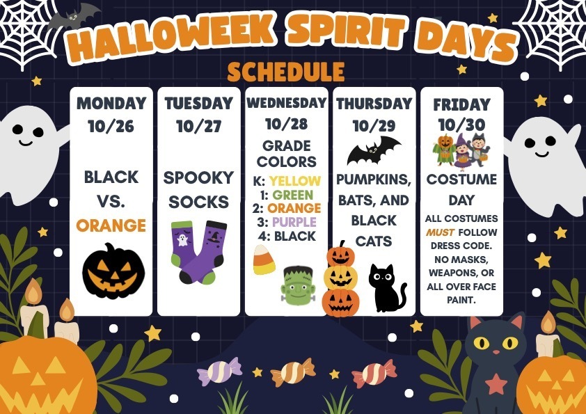 halloween spirit days schedule