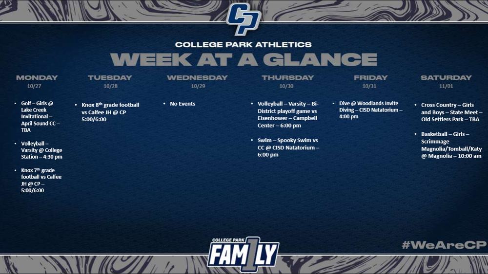 Week At A Glance 10/27/25