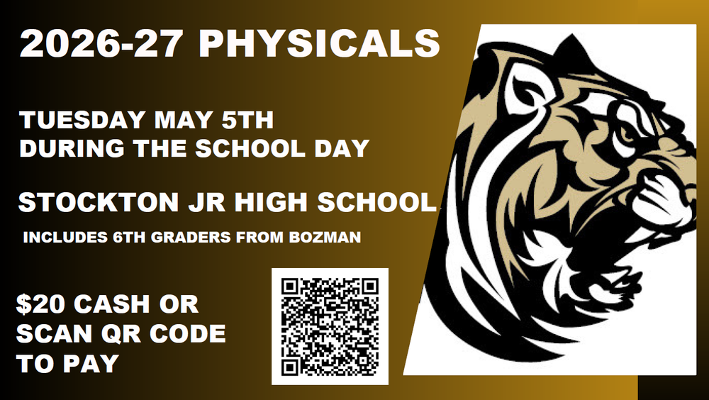 26-27 Physicals at Stockton JH Informational Image