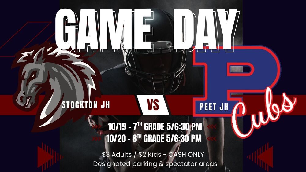 Stockton vs Peet Football Game Informational Flyer