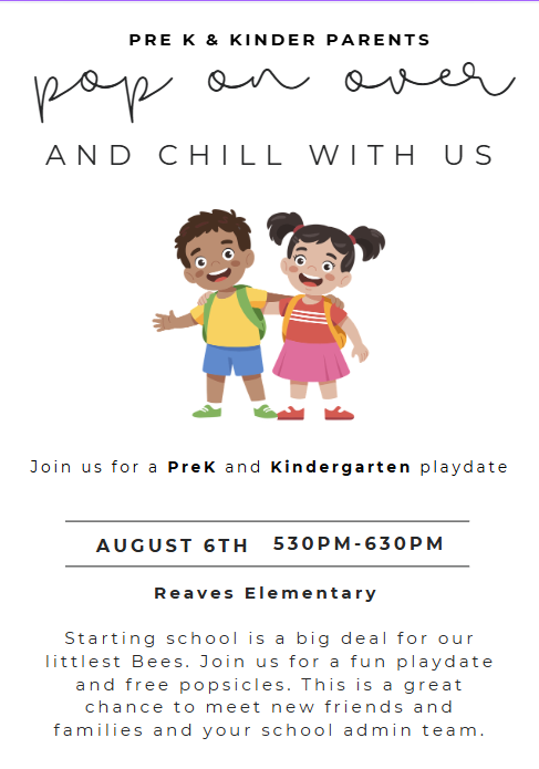 Come join us for our annual PRE K & Kinder Playdate!