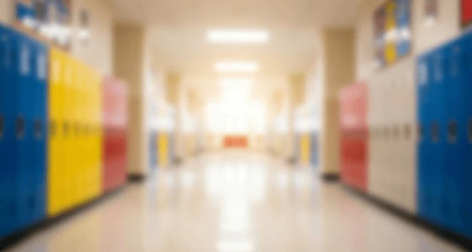 Background image of a school hallway