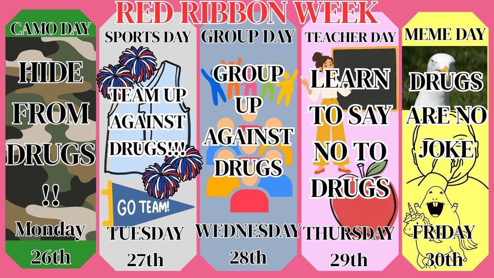 26-27 Red Ribbon Week Dress Up Days Schedule
