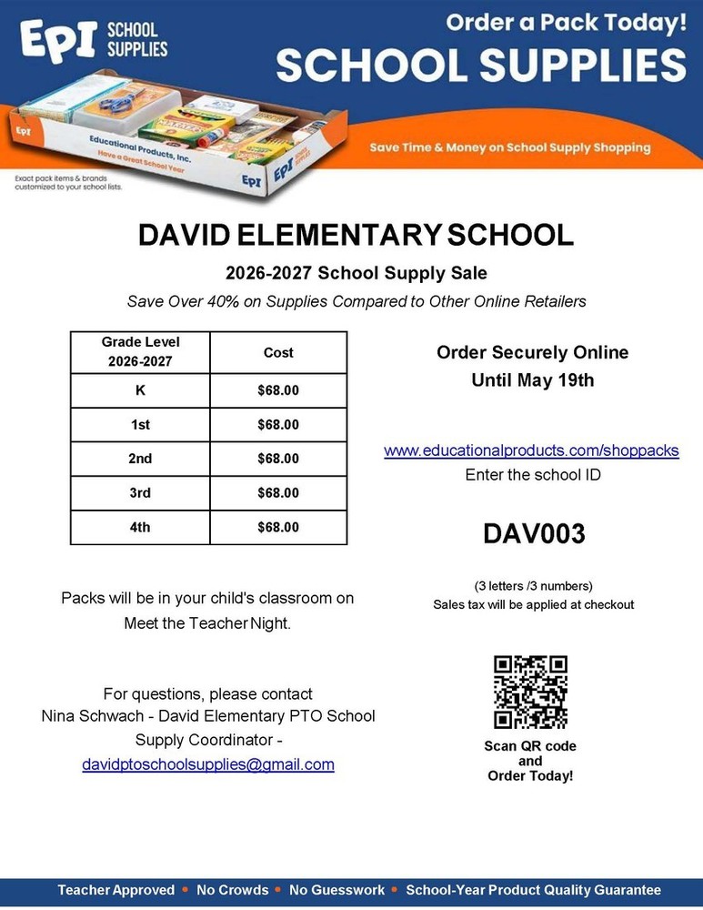 EPI School Supplies - see link to order