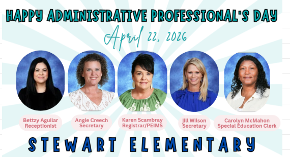 April 19 Graphic for Administrative paraprofessionals day with pictures of our 5 staff members
