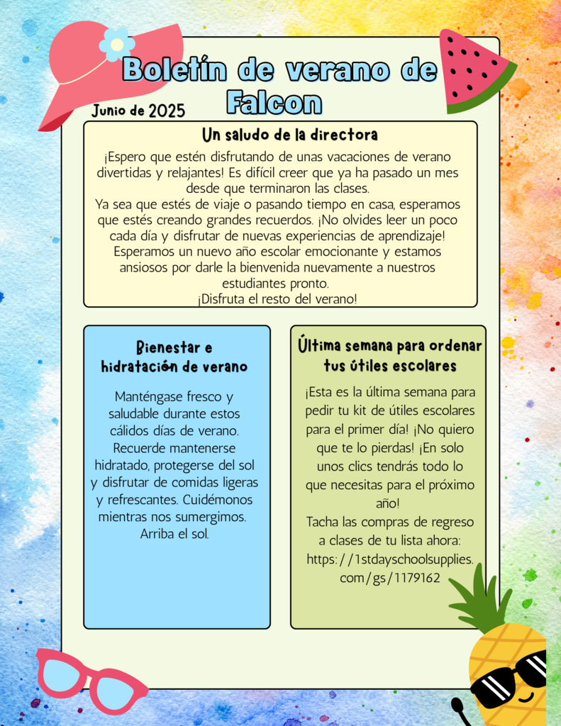 Falcon Summer Newsletter- Spanish