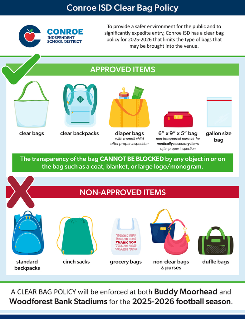 Conroe ISD Clear Bag Policy