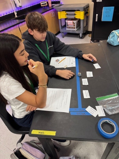 Students working in groups.