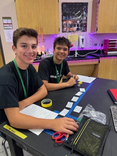 Students working in groups.