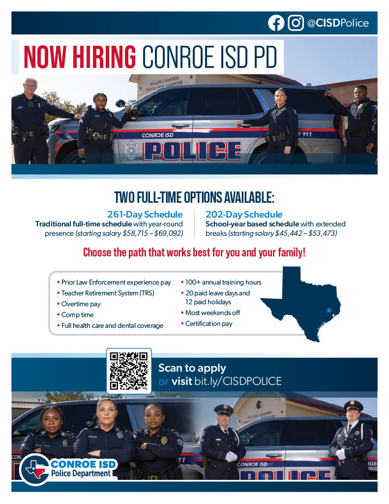 Now Hiring Conroe ISD PD
