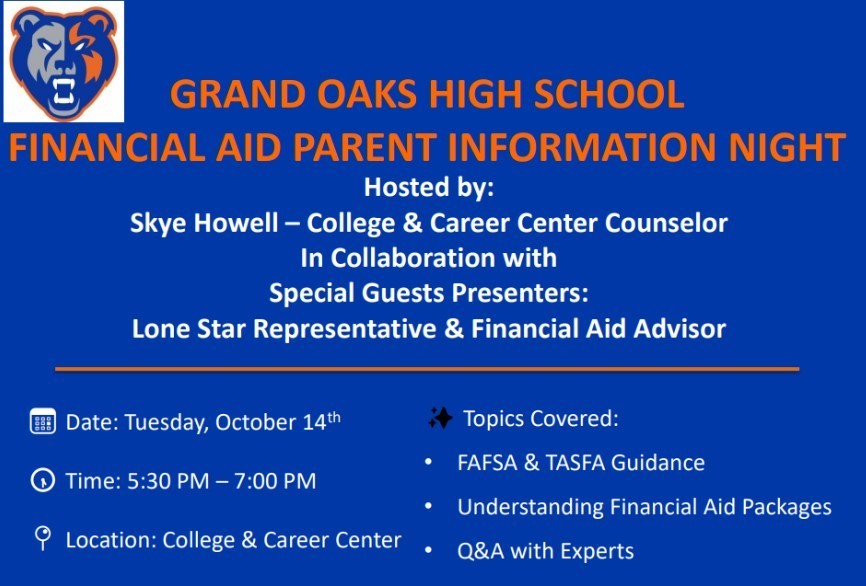 Financial Aid Parent Night Oct 14