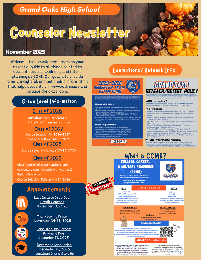 Grand Oaks Counseling Newsletter