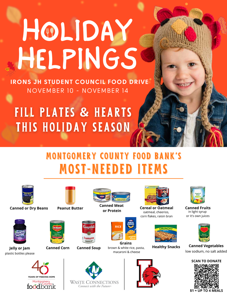Flier describes what sort of food is most needed: canned meat, canned fruit, canned soup, canned vegetables, peanut butter, jelly.