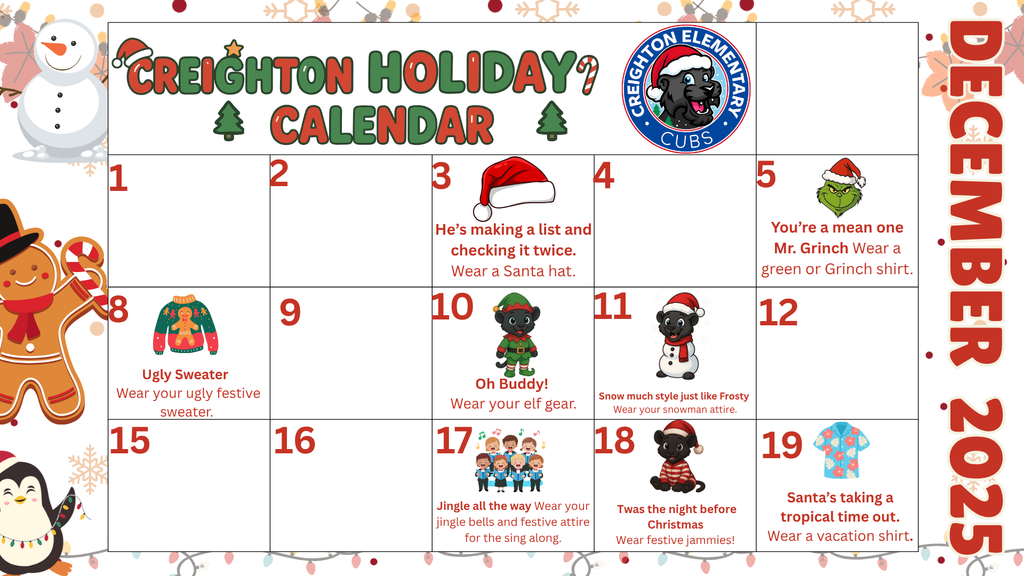 student Holiday Calendar