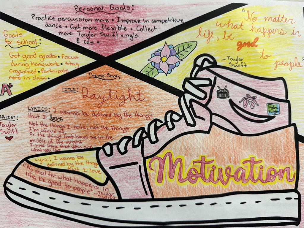 Mrs. Roberts' Honors  ELA classes created sneaker vision boards to create and visualize their goals.