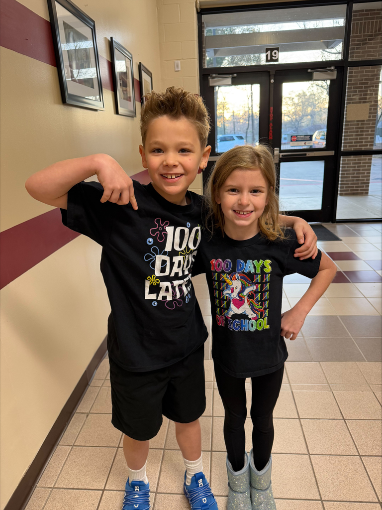 Students posing together during the 100th Day of School.