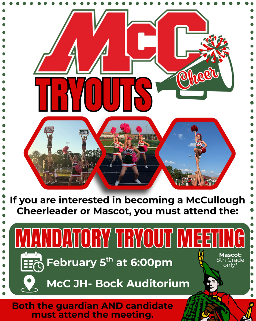 Are you interested in becoming a McCullough Cheerleader or Mascot